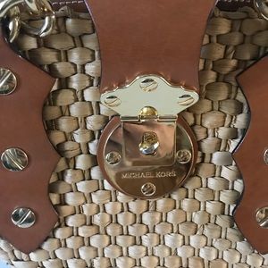 Michael Kors Wicker and Tan Handbag
